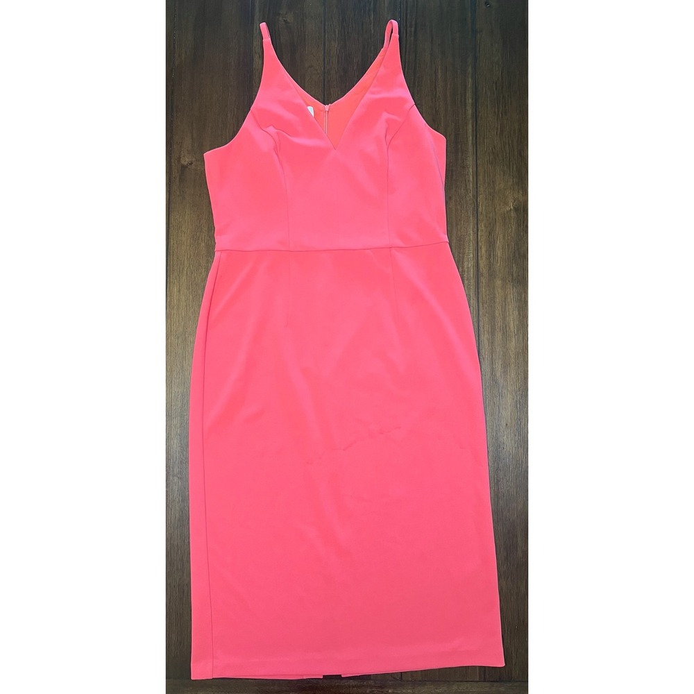 Donna Morgan Sleeveless V Neck Sheath Dress‎ Coral Pink Size 16